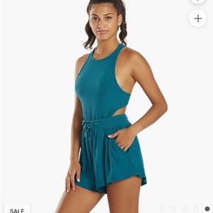 FREE PEOPLE Mvmnt Blissed Out Ribbed Open Back Romper